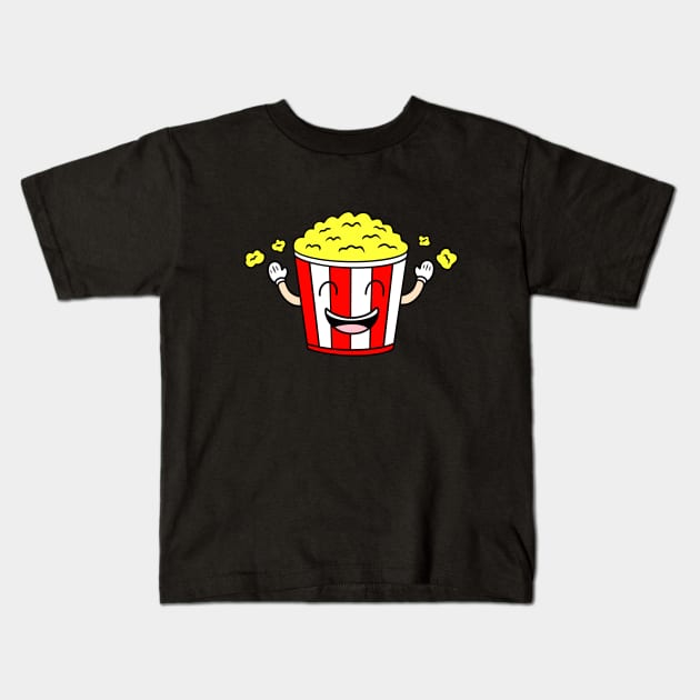 Funny cartoony popcorn Kids T-Shirt by Andrew Hau